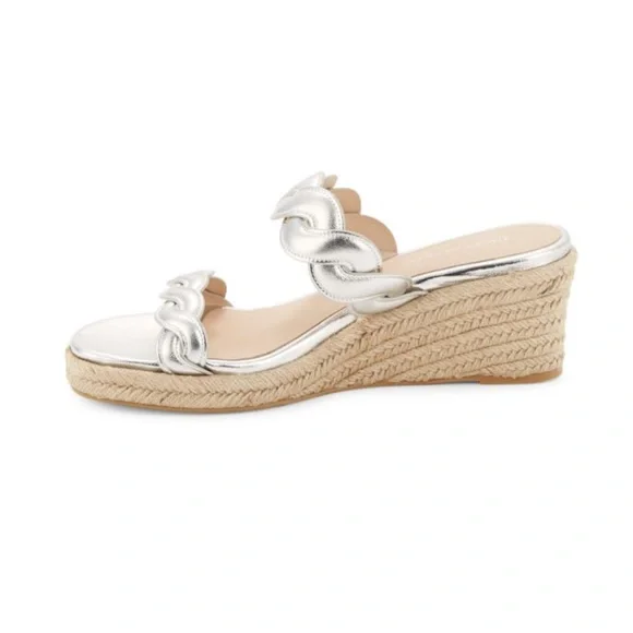 Stuart Weitzman Silver Twist‎ Espadrille Wedge Sandals